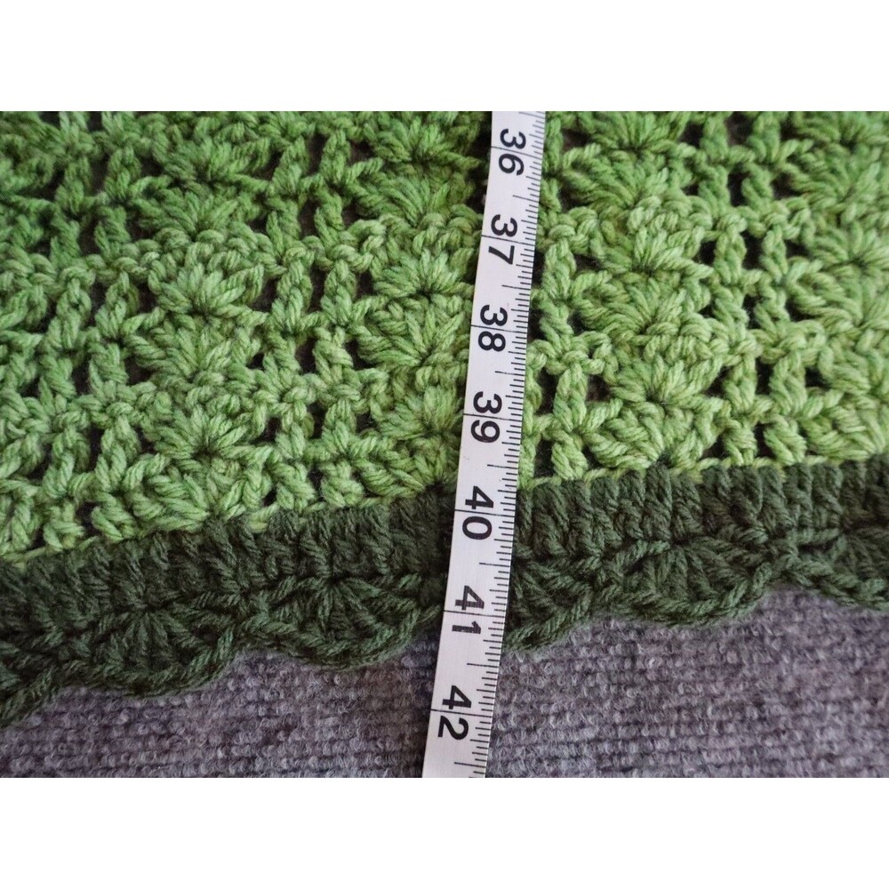 Handmade Afghan Multiple Shades Green Crochet Knit 41x31 - Picture 3 of 3